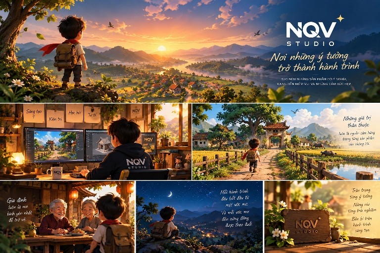 NQV Studio introduction image và tinh thần sáng tạo